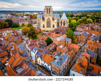 Aerial View Of York Minster In England, UK