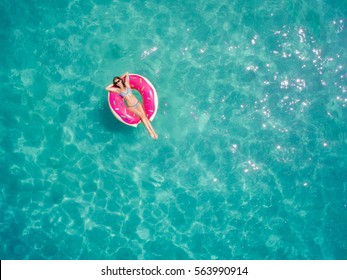 Aerial View Young Brunette Woman Swimming Stock Photo 563990914 ...