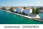 Aerial view of Zadar cityscape along the sea, Croatia.