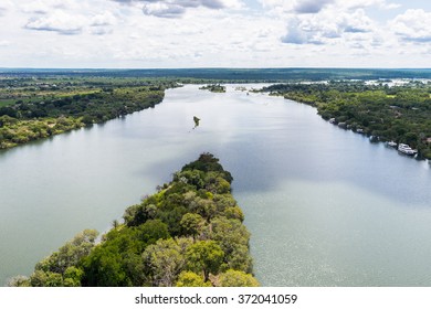 Aerial View Of The Zambezi River, Zimbabwe, Africa