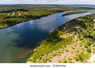 Aerial View Of The Zambezi River, Zimbabwe, Africa