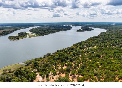 Aerial View Of The Zambezi River, Zimbabwe, Africa