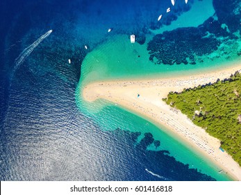 Aerial view of Zlatni rat beach in Bol, Island Brac, Croatia - Powered by Shutterstock