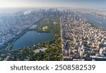 Aerial views of Central Park and New York city skyline, NewYork, USA