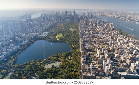 Aerial views of Central Park and New York city skyline, NewYork, USA - Powered by Shutterstock