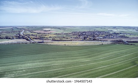 Aerial Views Of Great Chesterfield.  M11 Junction 10 In The Cambridgeshire Countryside