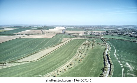 Aerial Views Of Great Chesterfield.  M11 Junction 10 In The Cambridgeshire Countryside