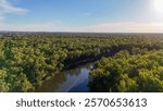 Aerial views of lagoons near the Murray River between Howlong and Corowa