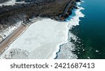 Aerial Views of Lake Superior: Majestic Ice Shoves and Formations in February 2024