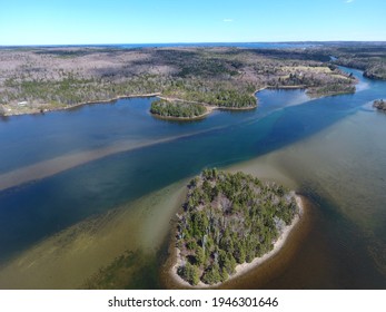 Aerial Views Of The Mira River In Cape Breton, Nova Scotia