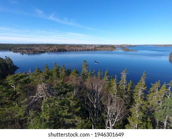 Aerial Views Of The Mira River In Cape Breton, Nova Scotia