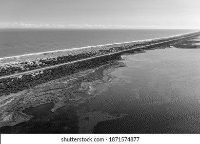 Aerial Views Of North Carolina Outer Banks In Black And White