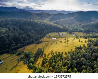 Aerial Views Over Australian Farm Landscape