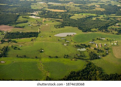 Aerial Views Of Rural Northwest Arkansas In The Ozark Mountains.