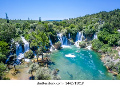 Aerial Waterfall Kravice, Bosnia, Long Exposure