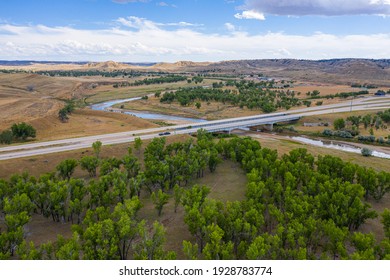 Aerial Wyoming Landscape Over Powder River