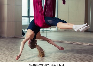 Aerial Yoga Practicing - Anti Gravity With Scarves