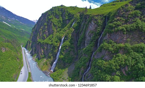 Aerial/Drone Photo Bridal Veil Falls, Valdez, Alaska