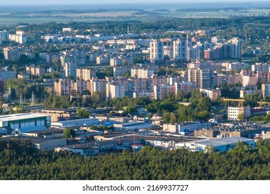 Aeriel Panoramic View Of City And Skyscrapers 