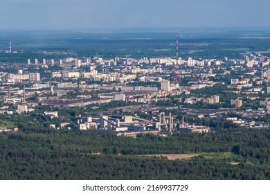 Aeriel Panoramic View Of City And Skyscrapers 