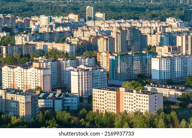 Aeriel Panoramic View Of City And Skyscrapers 