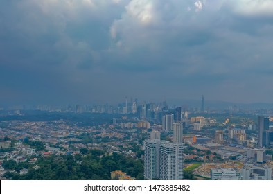 Aeriel View Of Kuala Lumpur City Malaysia With Cloudy Sky