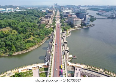 Aeriel View Of Putrajaya City Centre Main Street On Sunny Day