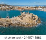 Aero Photography. View from a flying drone. Romantic Rhodes, from the height of the bird