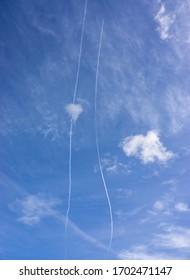 Aeroplane Vapor Trails In Jet Stream From Jet Aircraft.