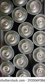 Aerosol Cans On Factory Production Line