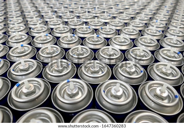 aerosol cans in production\
factory