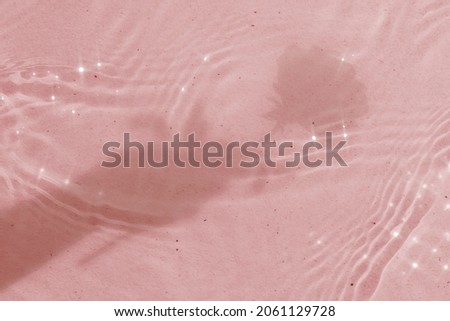 Aesthetic background, rose shadow with sparkle, water ripple texture