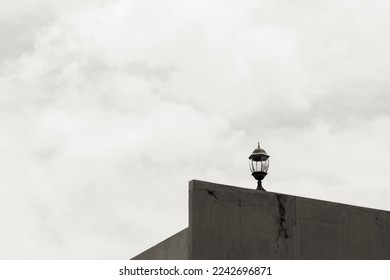 Aesthetic black and white isolated lamp with clouds