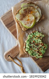 An Aesthetic Brunch Featuring Avocado Toast And Pear Almond Butter Toast.