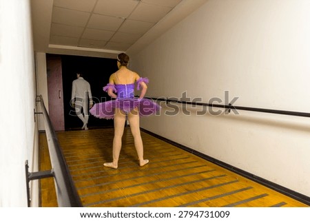 An aesthetic composition featuring glimpses of backstage preparations during a ballet performance.