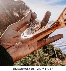 Aesthetic view of flathead fish, caught with micro jig, in Indonesia it's called Ikan Tekekan