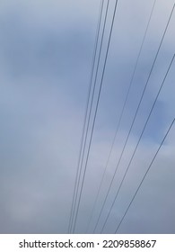 Aesthetic View Shot Of Blue Clear Sky With White Clouds And Electrical Strings For Electricity Supply For Nature Photography Ideas