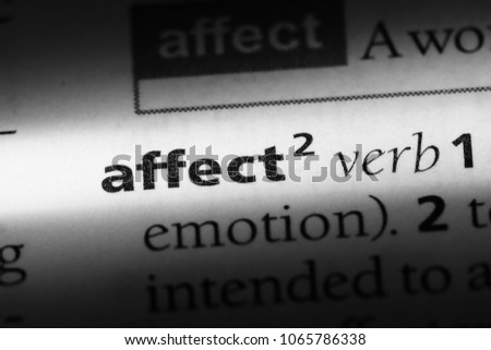 affect verb word in a dictionary. affect verb concept.