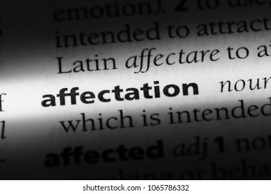 affectation word in a dictionary. affectation concept.