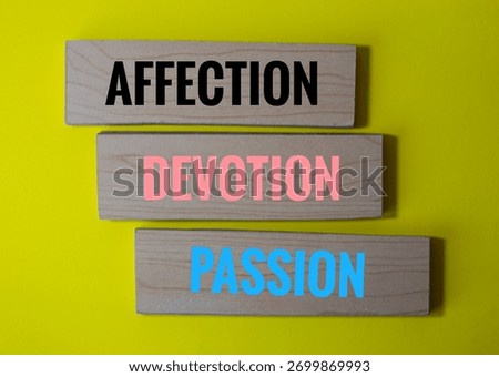 Affection, Devotion, and Passion word on wooden blocks Emotional Spectrum.