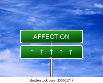 Affection emotion positive feeling concept background sign.
