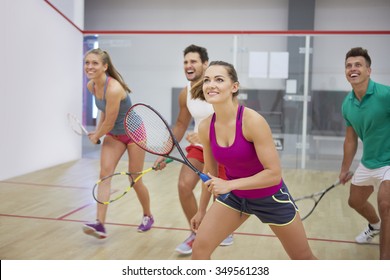 Affectionate Friends During The Squash Game
