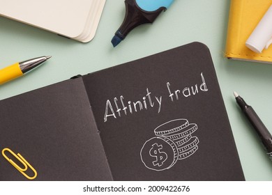 Affinity fraud is shown on the business photo using the text