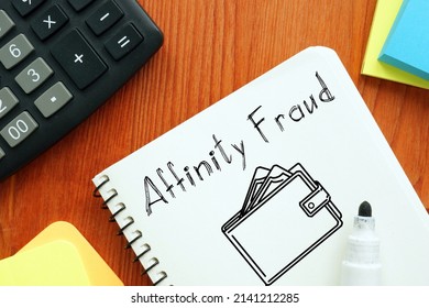 Affinity fraud is shown on a photo using the text