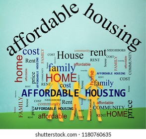 Affordable Housing Word Cloud And Family Of Three Figures