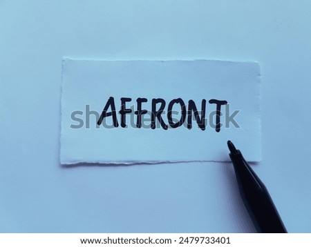 Affront writting on white background.