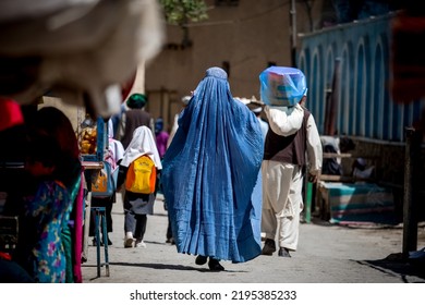 Afghan Woman In Hijab In Kabul, Natives Of Afghanistan On Streets Of The City