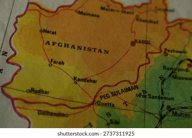 Afghanistan Map with Cities and Borders