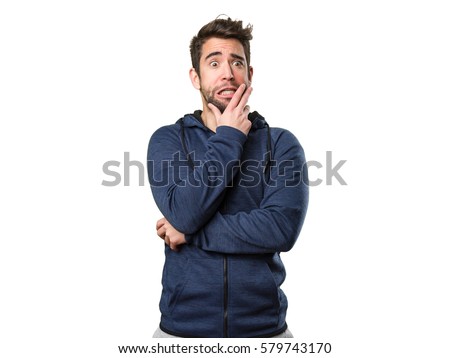 afraid young man
