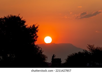 Africa By Red Orange Sunset